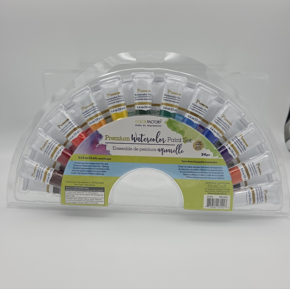 Color Factory Premium Watercolor Paint Set 24 x 12ml Tubes NEW